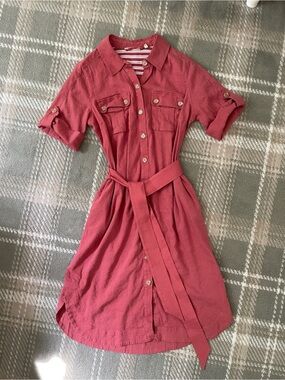 Soft Surroundings linen blend midi shirt dress M